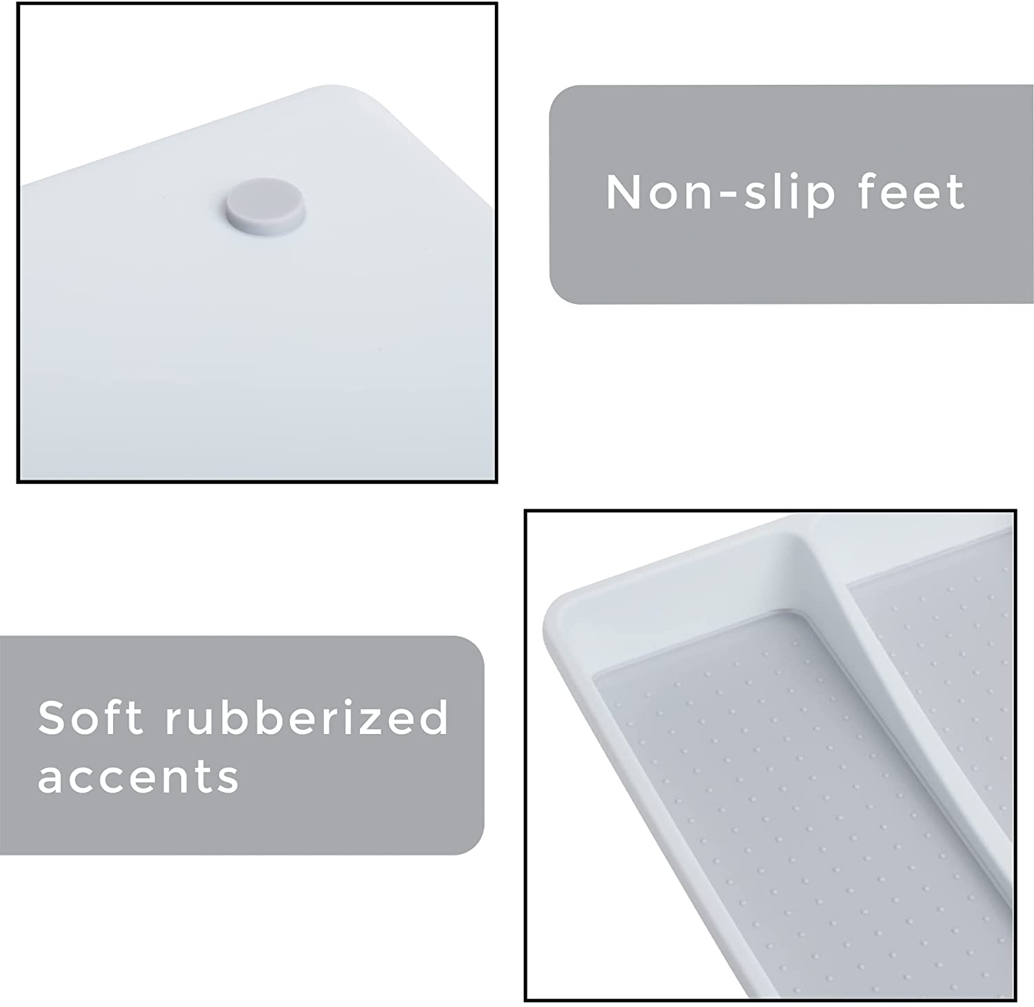 2-Compartment Plastic Drawer Organizer - White