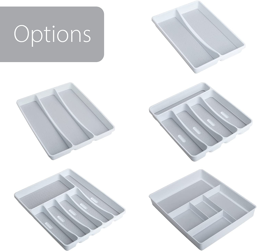 2-Compartment Plastic Drawer Organizer - White