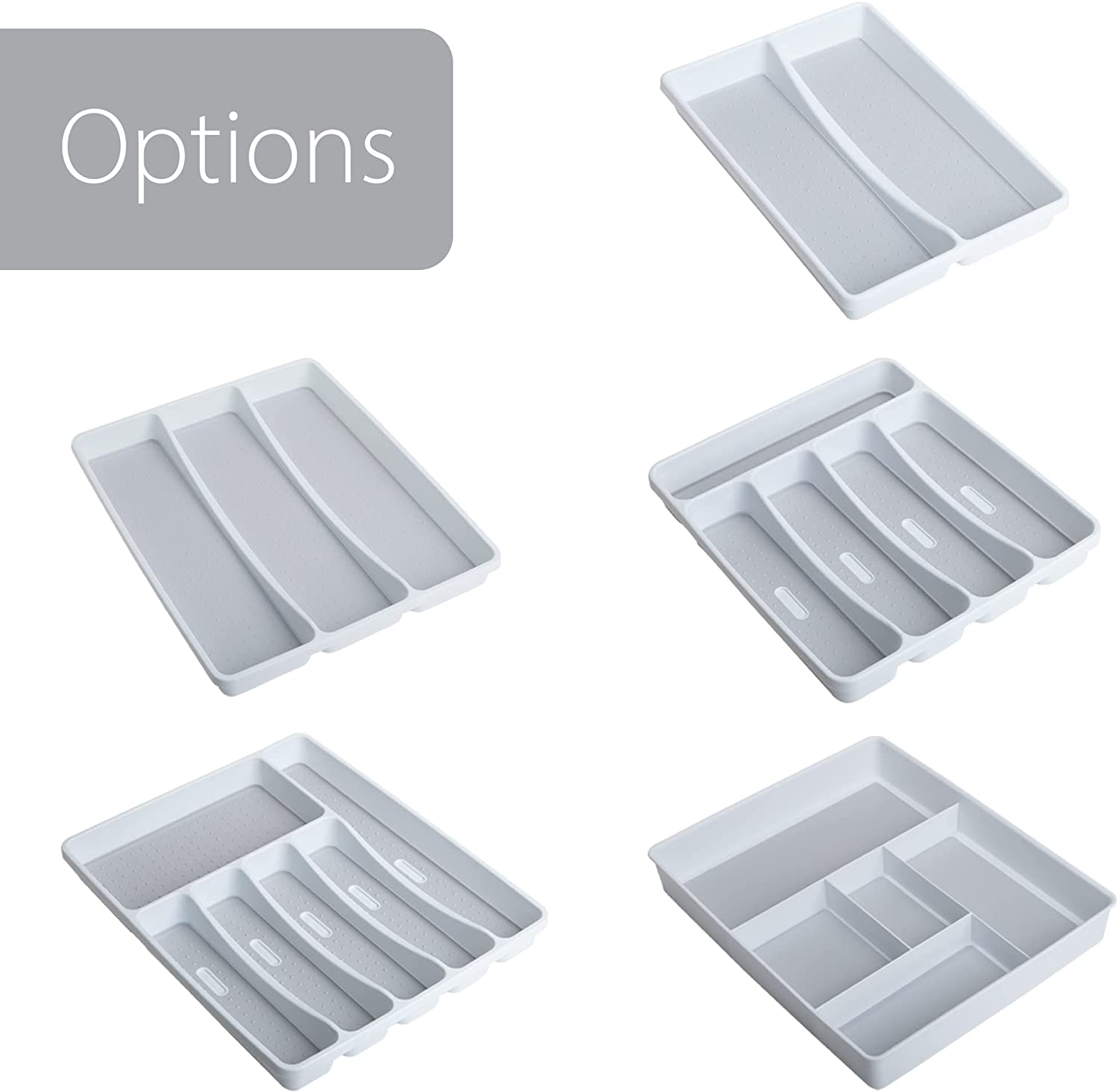 2-Compartment Plastic Drawer Organizer - White