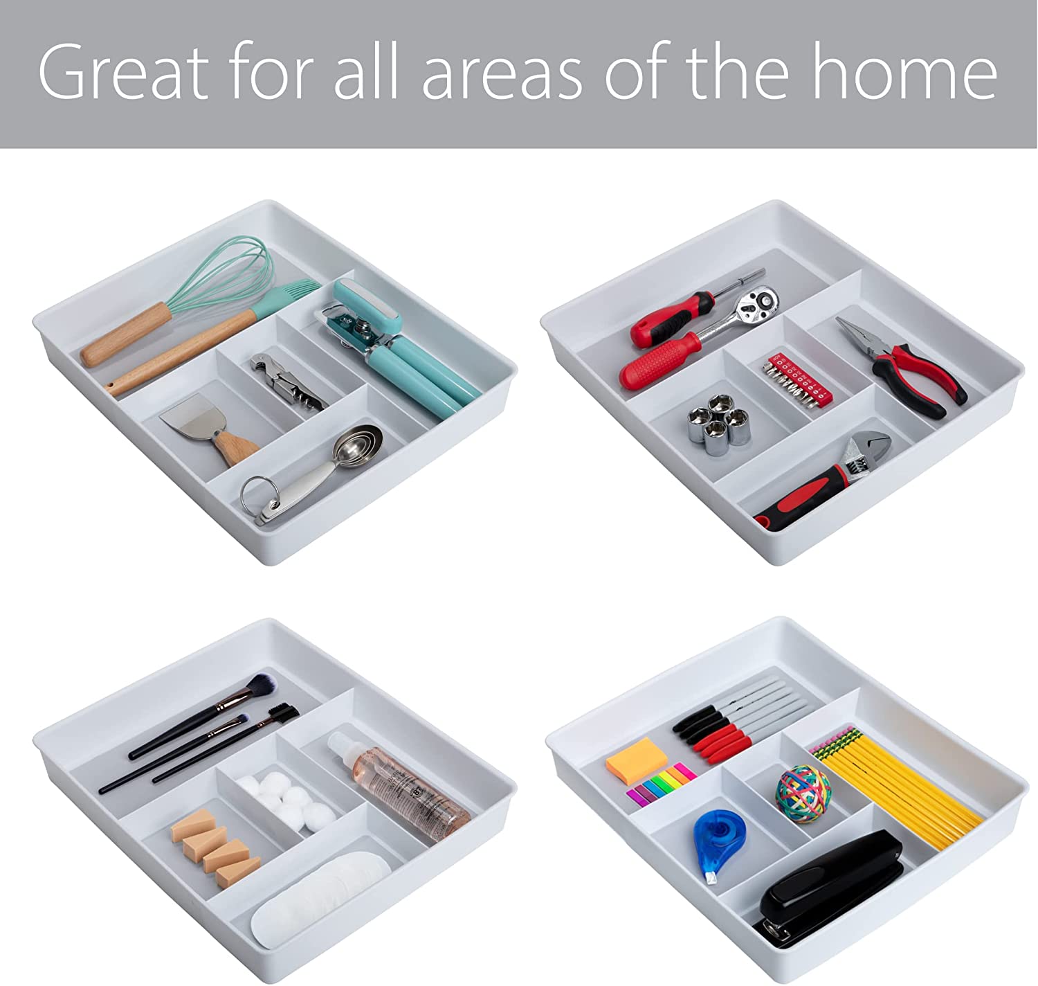 5-Compartment Plastic Drawer Organizer