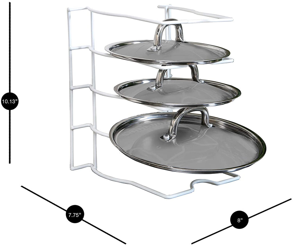 Bakeware and Lid Storage Rack with 4-Compartment Dividers