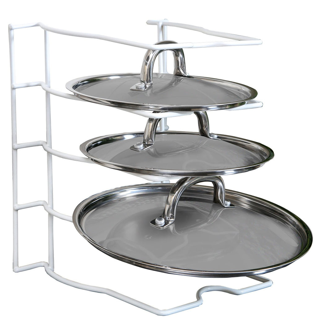 Bakeware and Lid Storage Rack with 4-Compartment Dividers