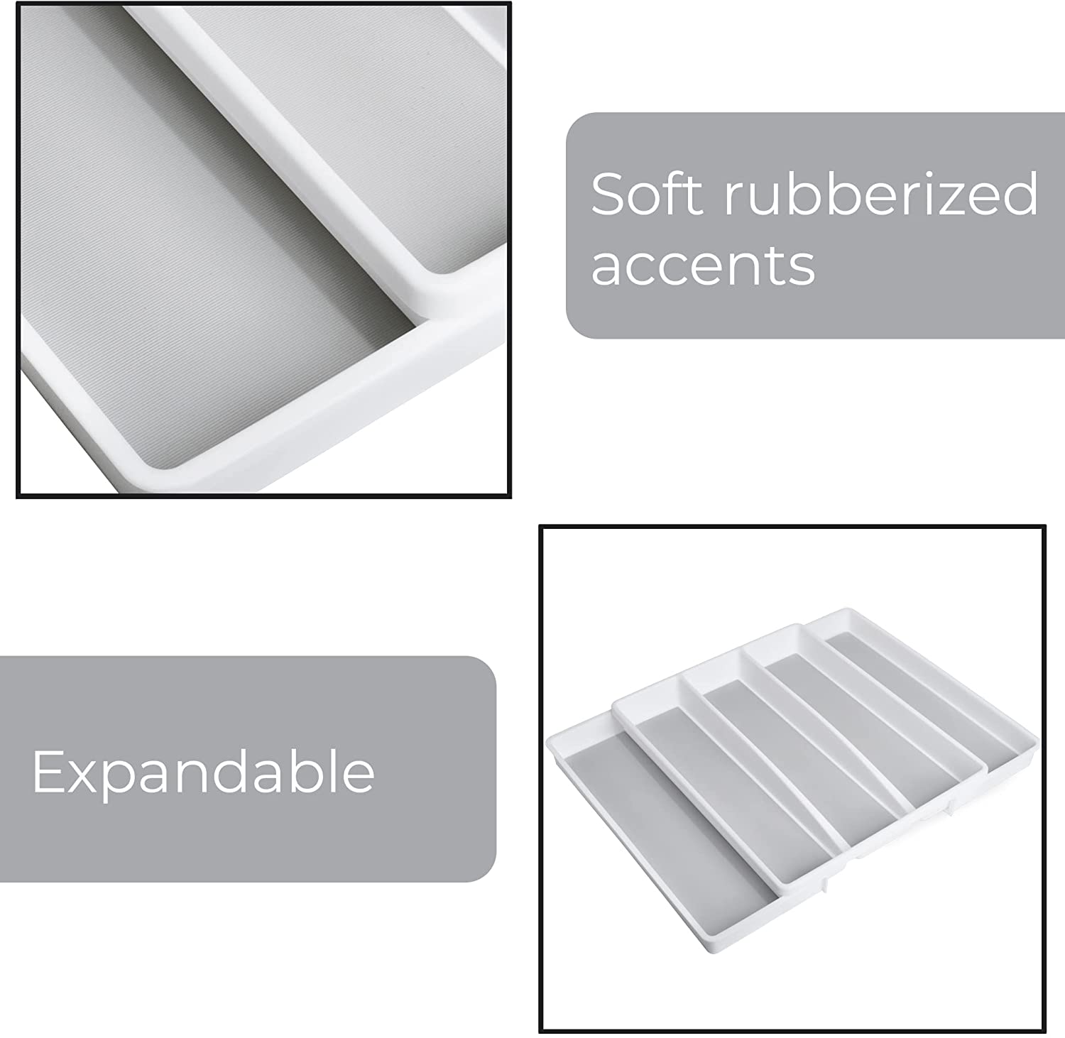 Expandable 5-Compartment Plastic Drawer Organizer