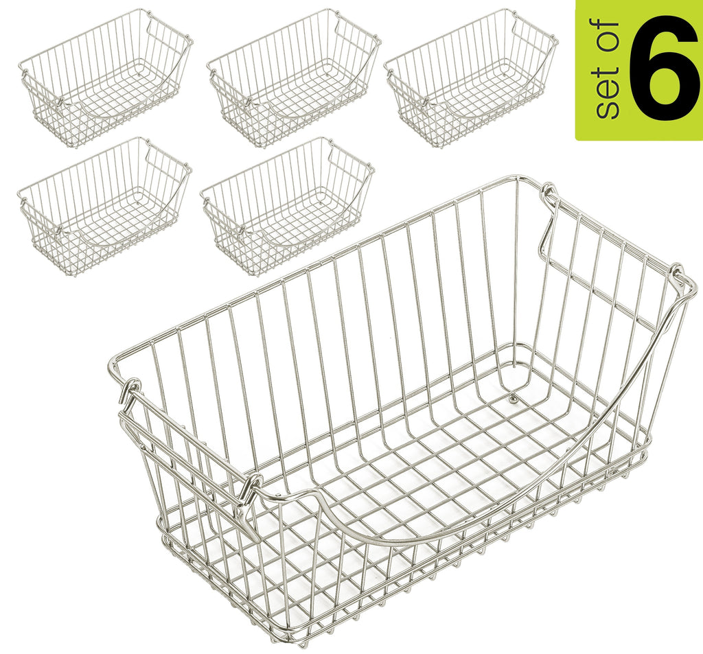Medium Metal Wire Stacking Baskets with Handles