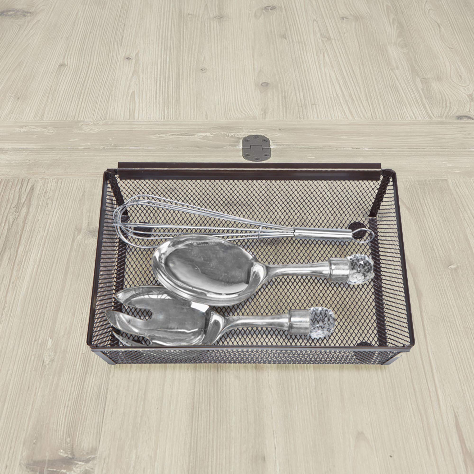 Steel Mesh Drawer Organizer with Interlocking Ends – 15" x 6" – Silver
