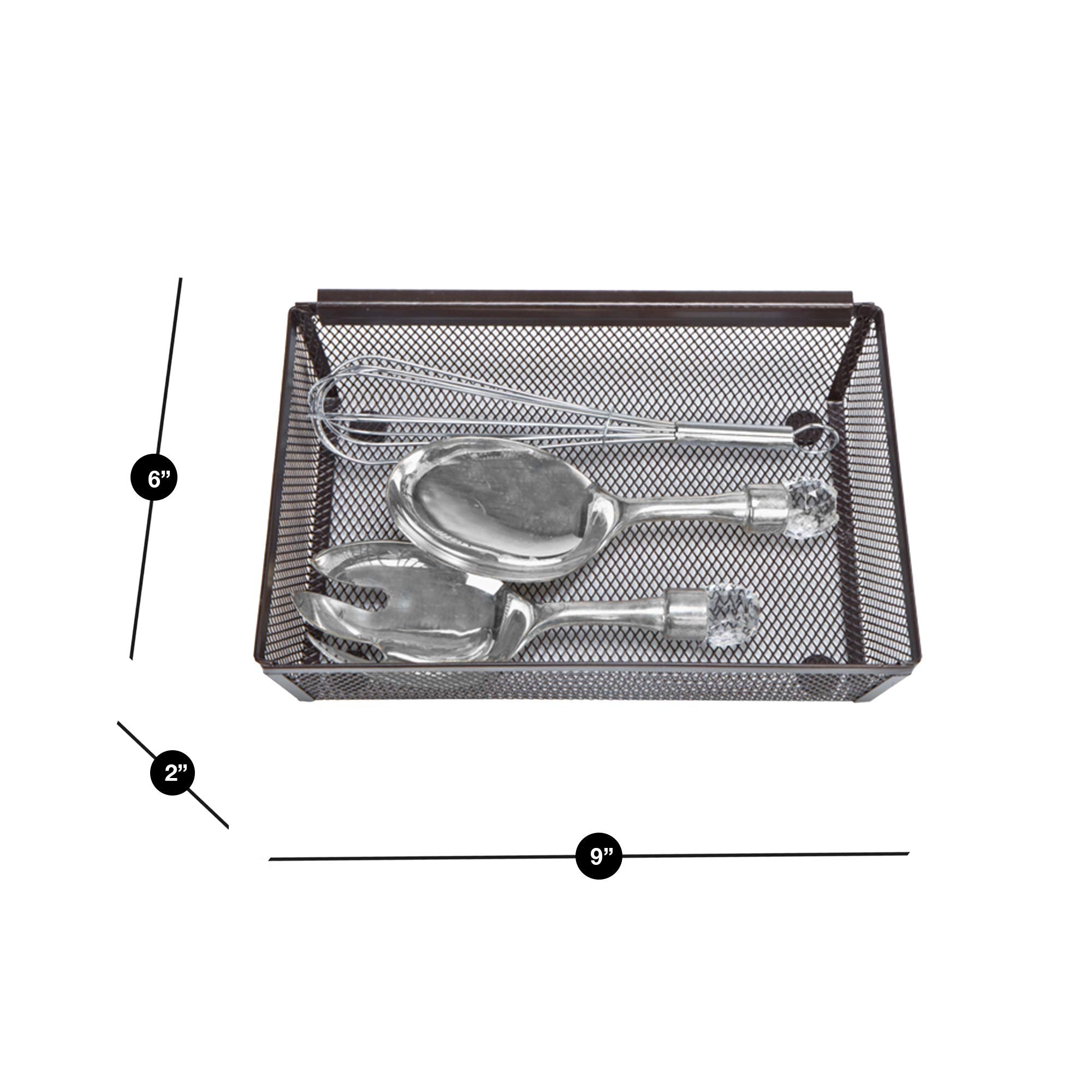 Steel Mesh Drawer Organizer with Interlocking Ends – 15" x 6" – Silver