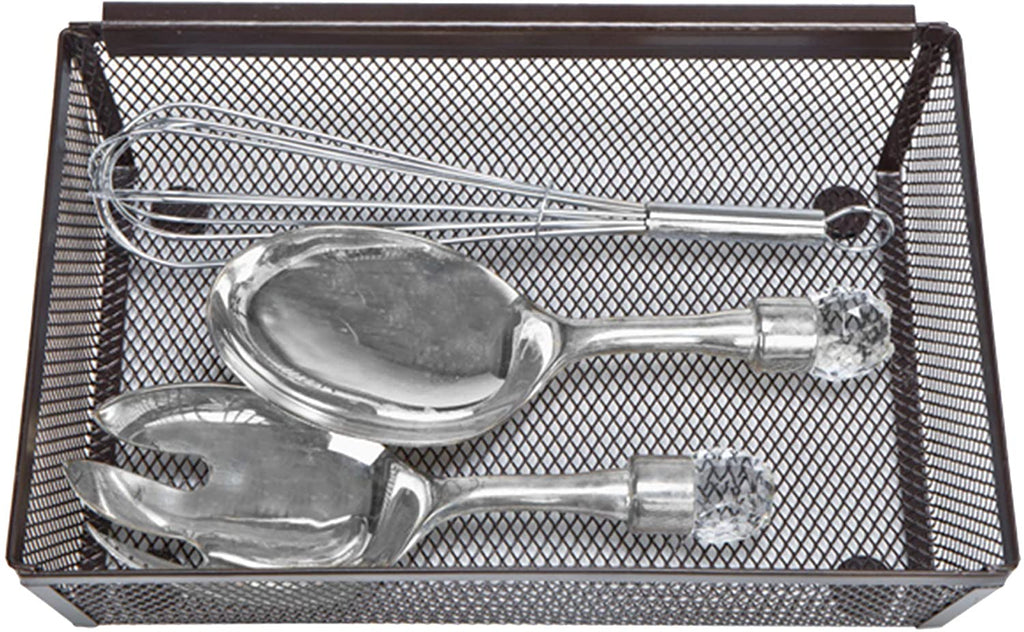 Steel Mesh Drawer Organizer with Interlocking Ends – 15" x 6" – Silver
