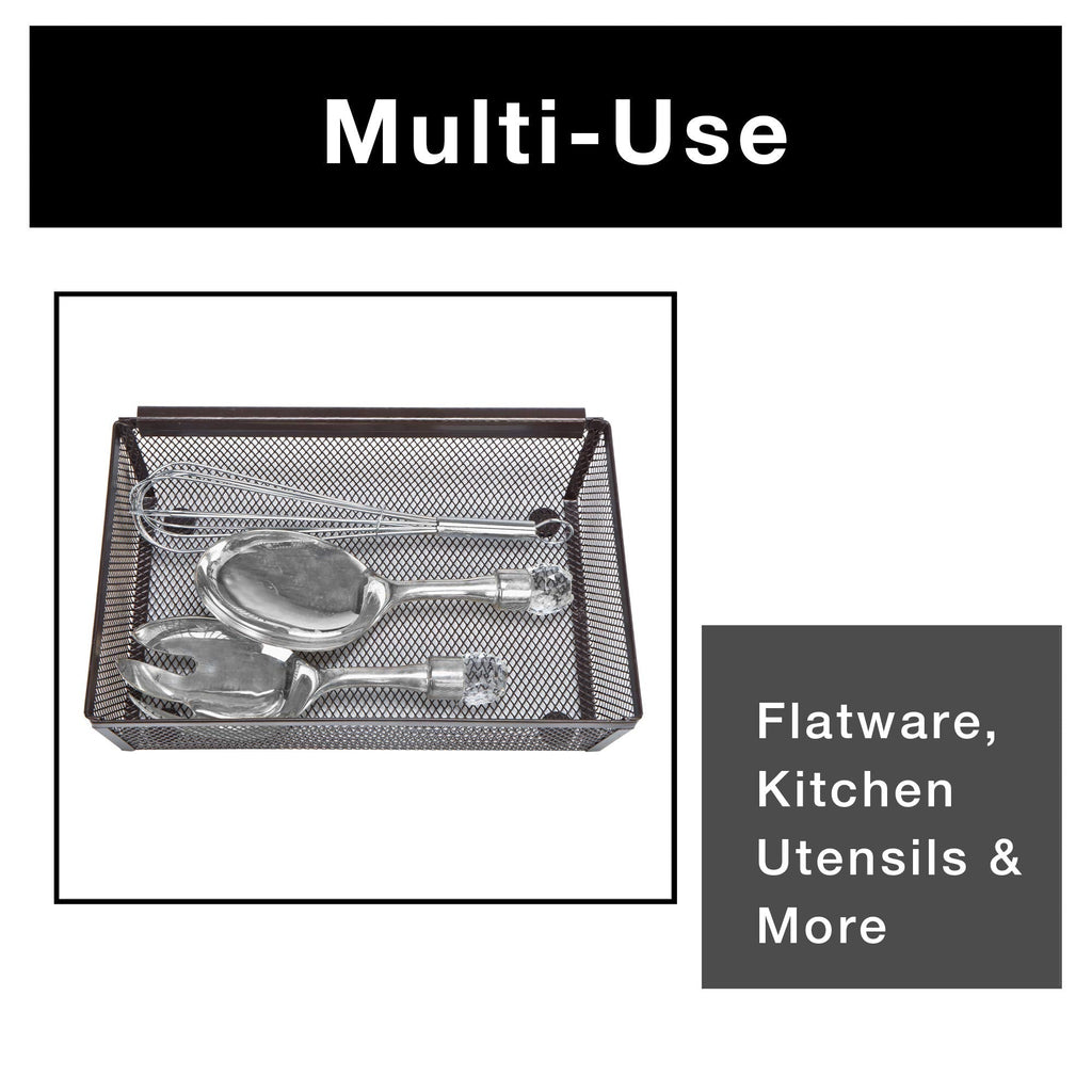 Steel Mesh Drawer Organizer with Interlocking Ends – 15" x 6" – Silver