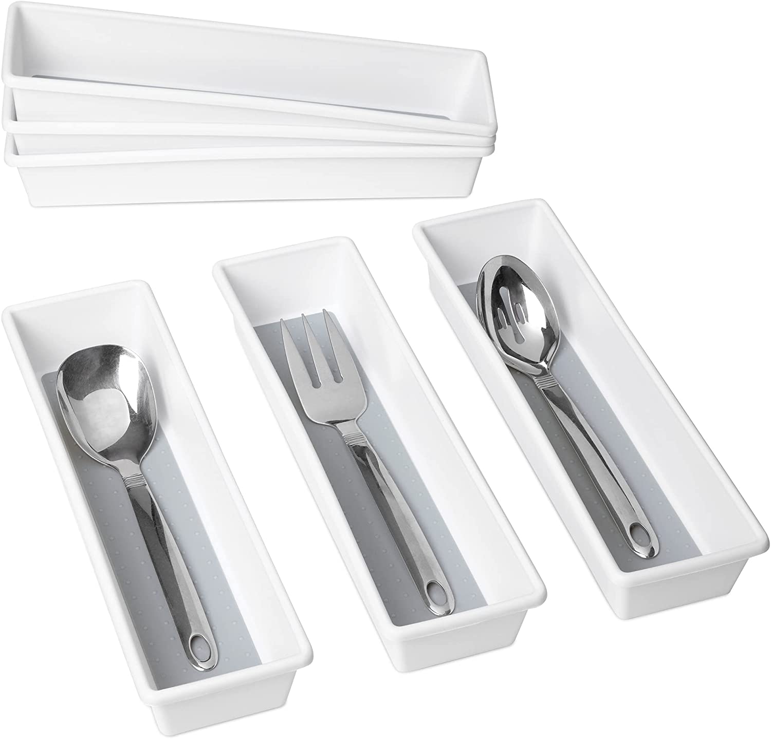 Plastic Drawer Organizer - BPA Free - 13 x 3.75 Inch - White