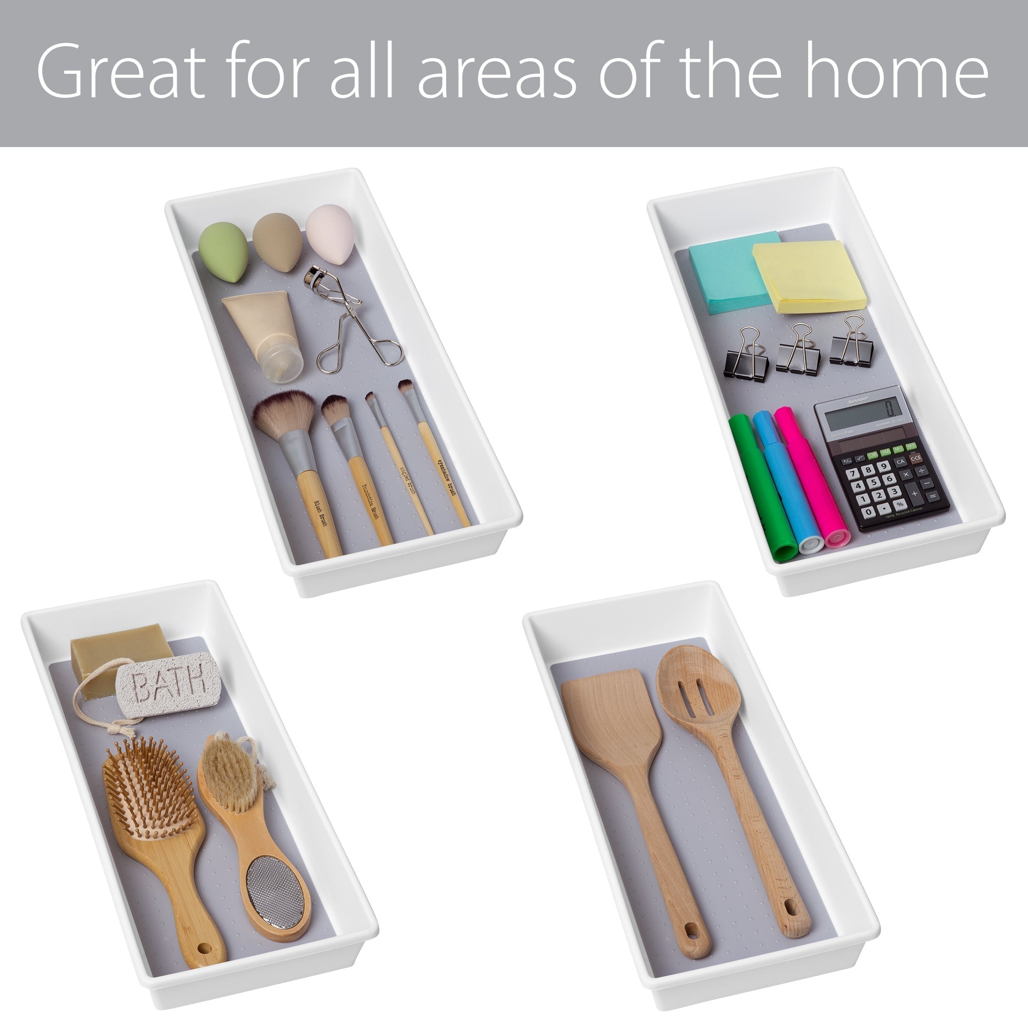 Plastic Drawer Organizer - BPA Free - 16 x 6.75 Inch - White