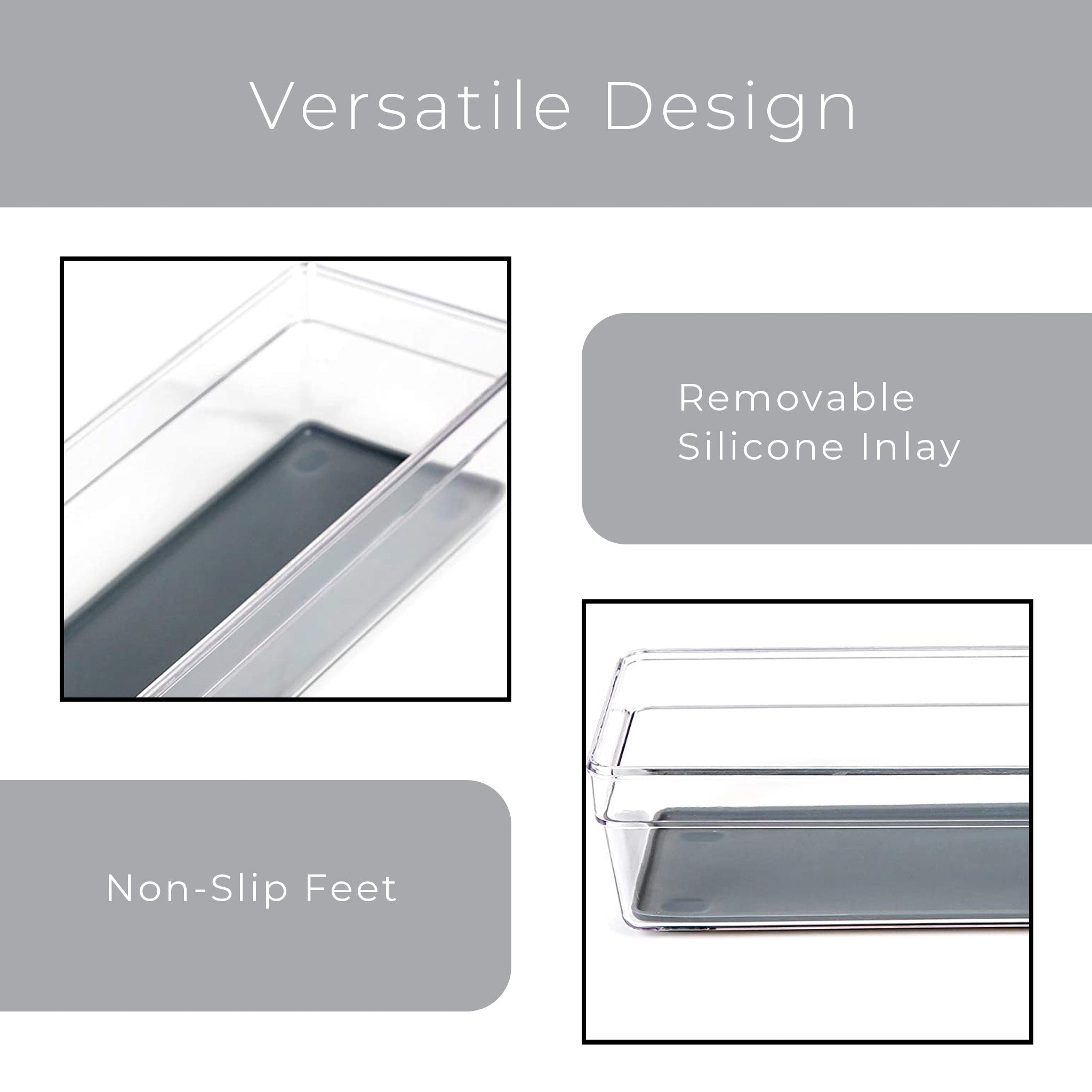 Plastic Drawer Organizer – BPA Free – 9" x 3" – Clear